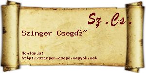 Szinger Csegő névjegykártya